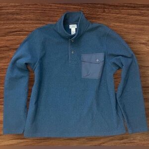 L.L. Bean Allagash Snap Teal Fleece Pullover Mens Large Preppy Heritage Gorpcore